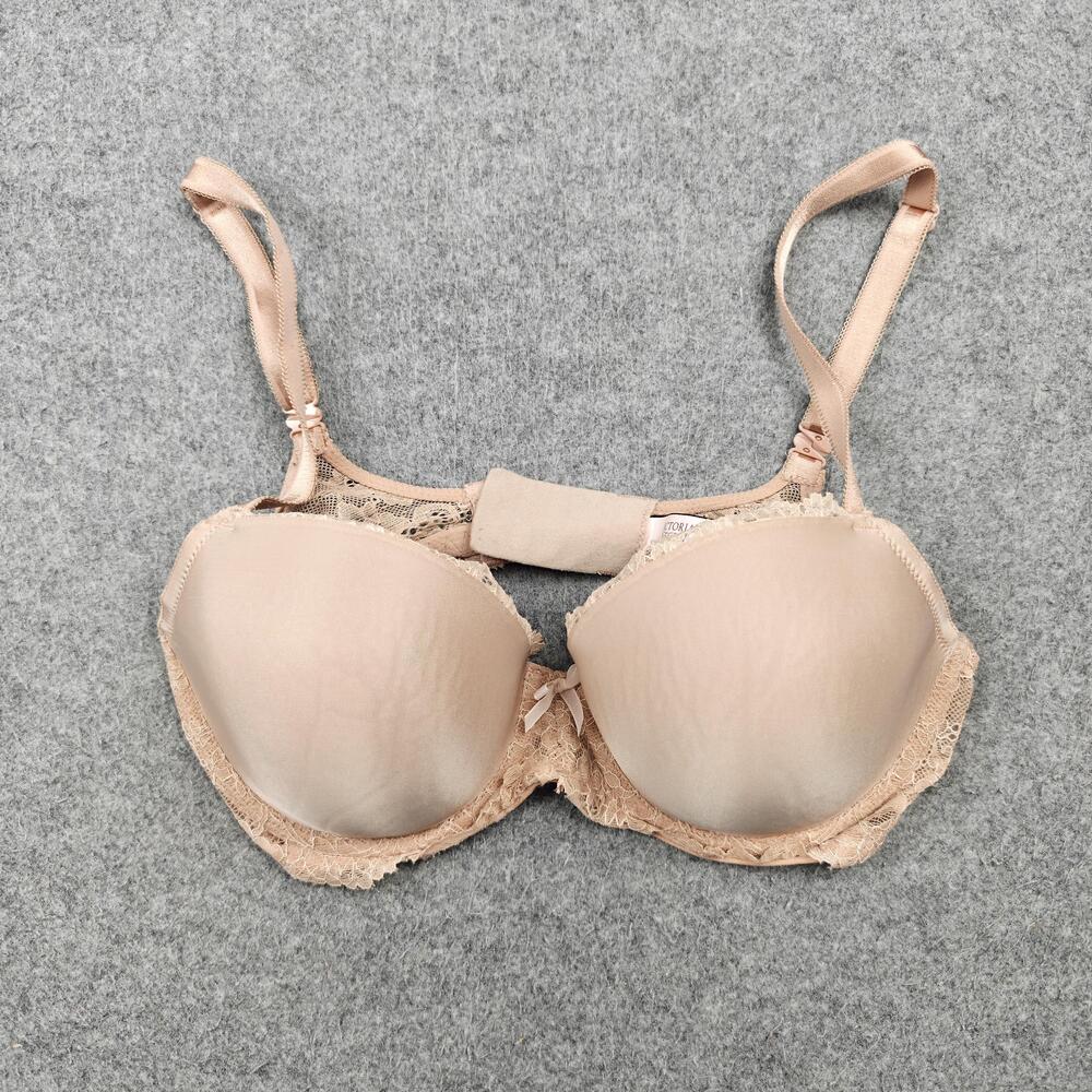 Victoria's Secret Bra Womens 34D Beige Balconette Dream Angels Lace Underwire